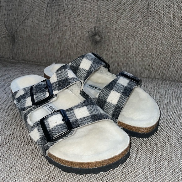 New Arizona Plaid Shearling Birkenstock Sandals women size 37 - Picture 8 of 10